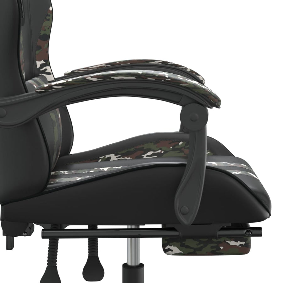Gamestoel Kunstleer Zwart en camouflage Met voetensteun