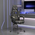 Gaming chair with footrest, faux leather black and camouflage