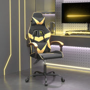 Gaming chair artificial leather black and gold