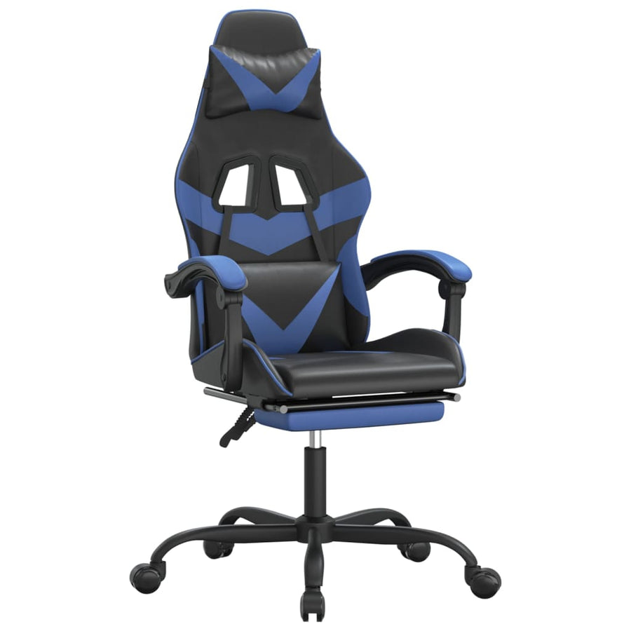 Gamestoel Met Voetensteun Kunstleer Zwart En Blauw