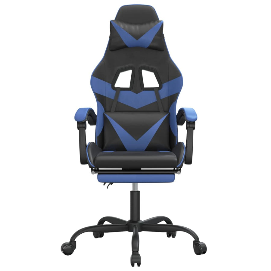 Gamestoel Met Voetensteun Kunstleer Zwart En Blauw