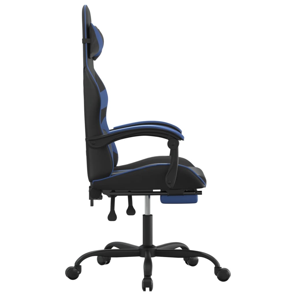 Gamestoel Met Voetensteun Kunstleer Zwart En Blauw
