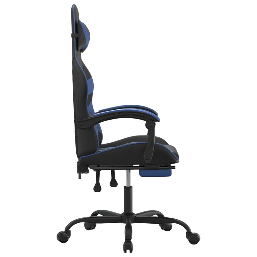 Gamestoel Met Voetensteun Kunstleer Zwart En Blauw