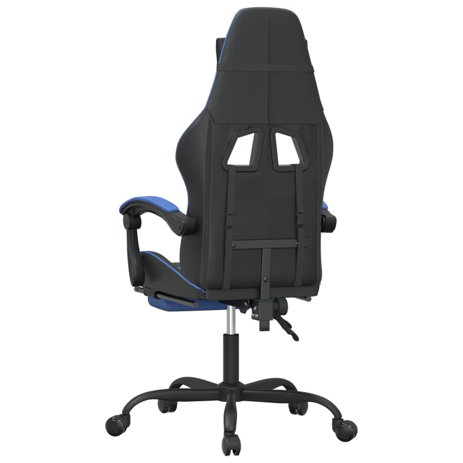 Gamestoel Met Voetensteun Kunstleer Zwart En Blauw