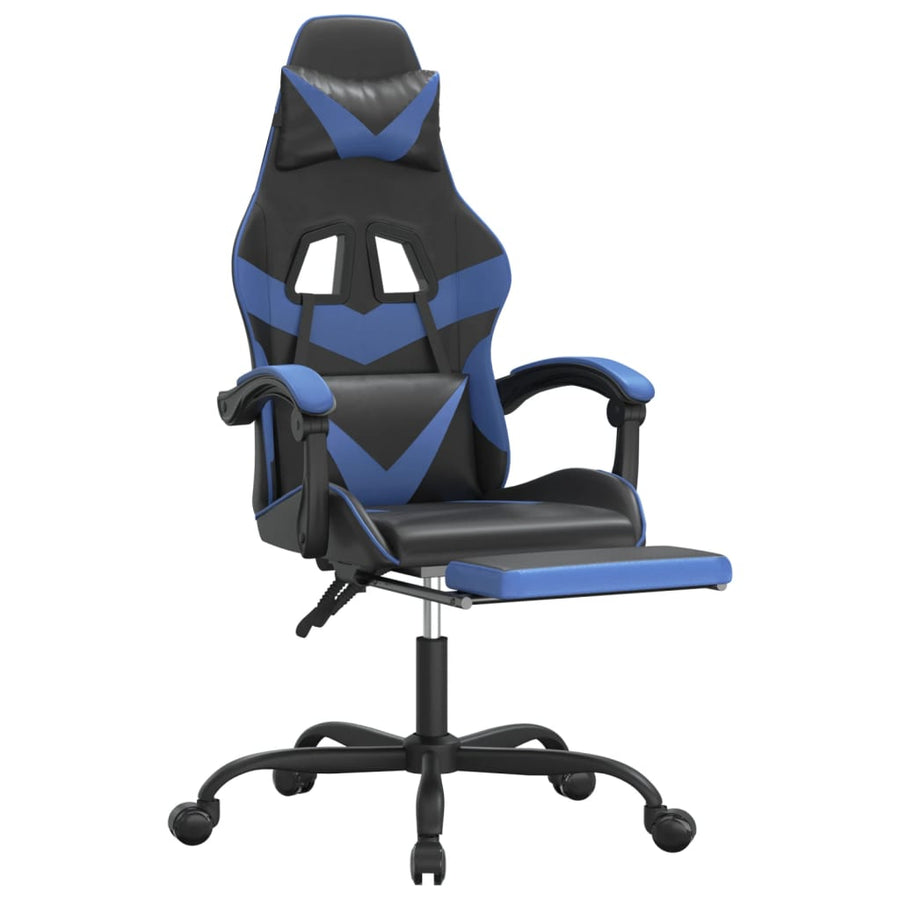 Gamestoel Met Voetensteun Kunstleer Zwart En Blauw
