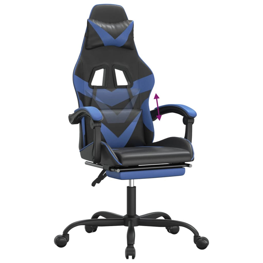 Gamestoel Met Voetensteun Kunstleer Zwart En Blauw