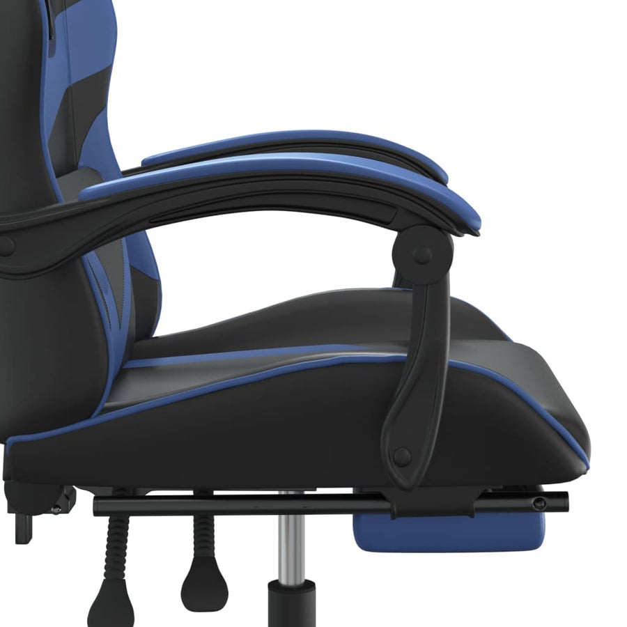 Gamestoel Met Voetensteun Kunstleer Zwart En Blauw