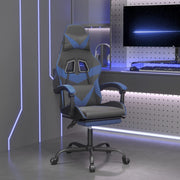 Gamestoel met voetensteun kunstleer zwart blauw