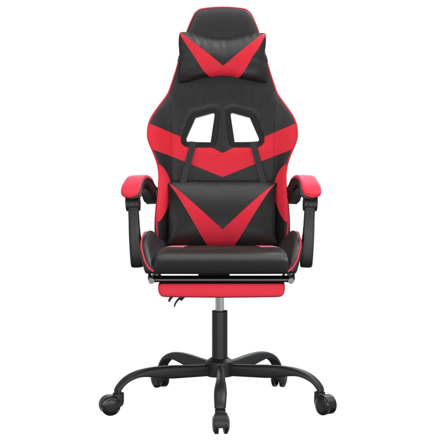 Gamestoel Kunstleer Zwart en rood Met voetensteun