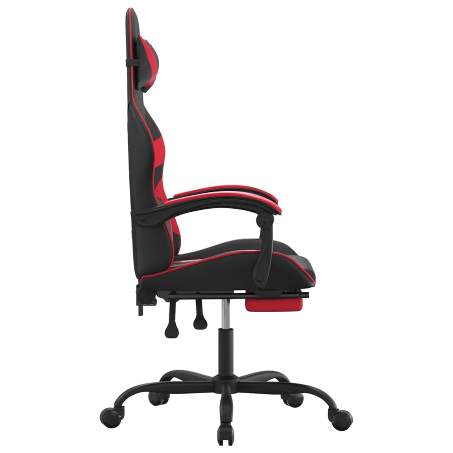 Gamestoel Kunstleer Zwart en rood Met voetensteun