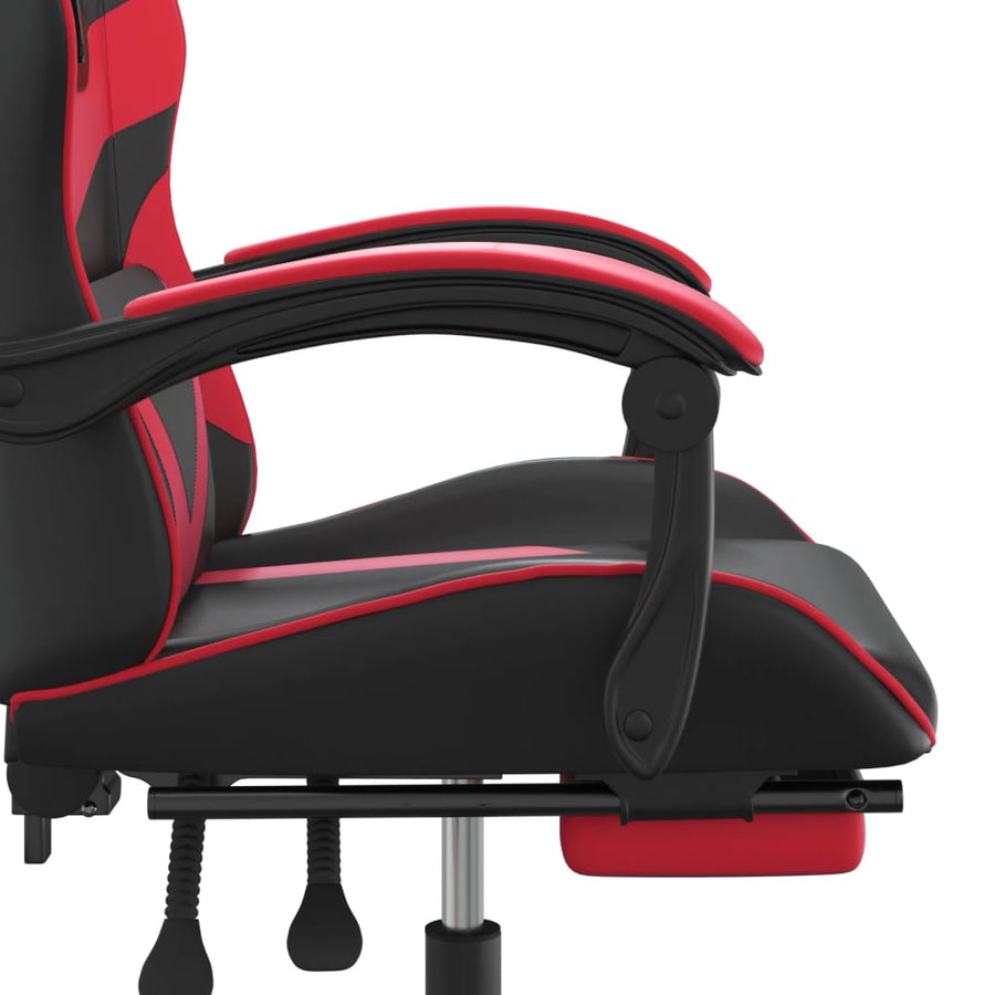 Gamestoel Kunstleer Zwart en rood Met voetensteun