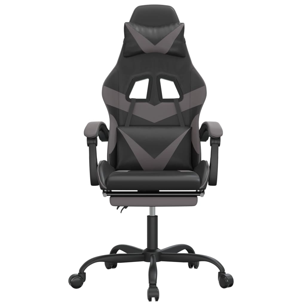 Gamestoel Met Voetensteun Kunstleer Zwart En Grijs