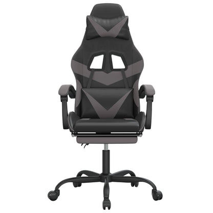 Gamestoel Met Voetensteun Kunstleer Zwart En Grijs