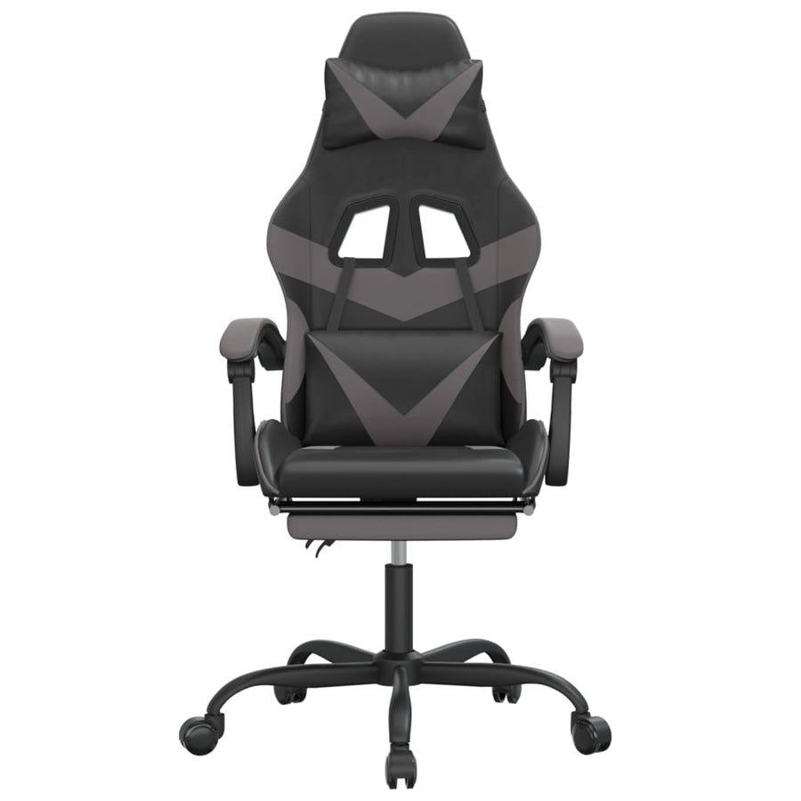 Gamestoel Met Voetensteun Kunstleer Zwart En Grijs