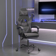 Gamestoel met voetensteun kunstleer zwart grijs