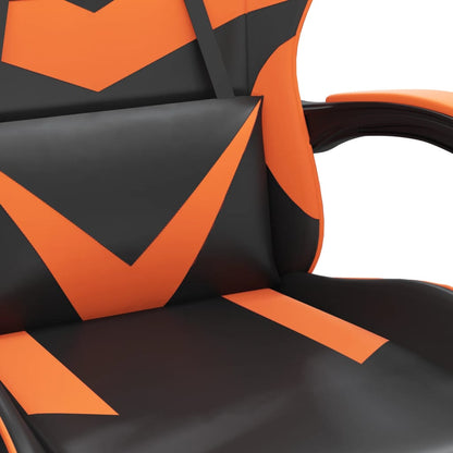 Gamestoel Kunstleer Zwart en oranje Met voetensteun