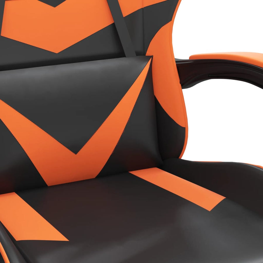 Gamestoel Kunstleer Zwart en oranje Met voetensteun