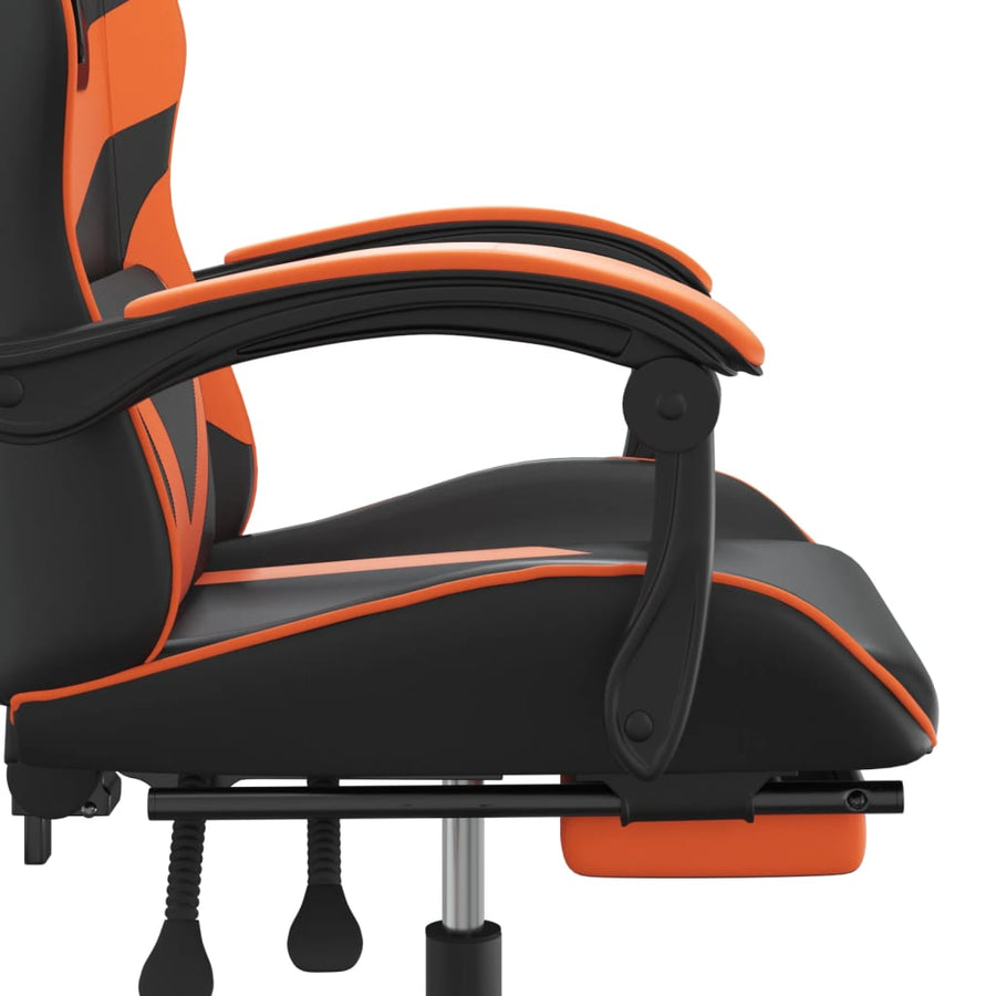 Gamestoel Kunstleer Zwart en oranje Met voetensteun