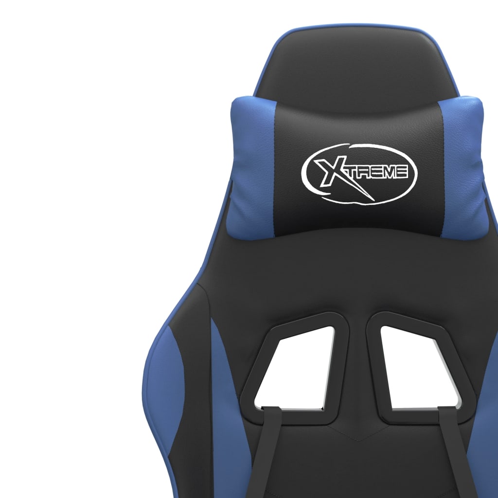Gamestoel Met Voetensteun Kunstleer Zwart En Blauw