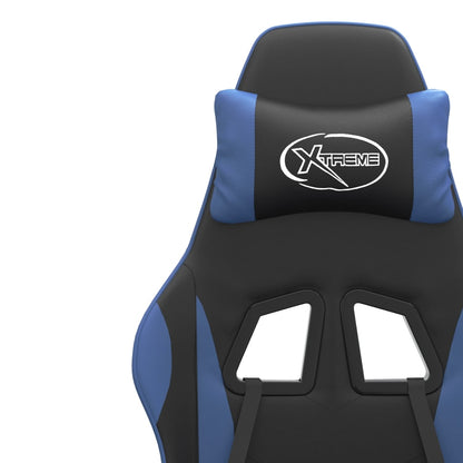 Gamestoel Met Voetensteun Kunstleer Zwart En Blauw