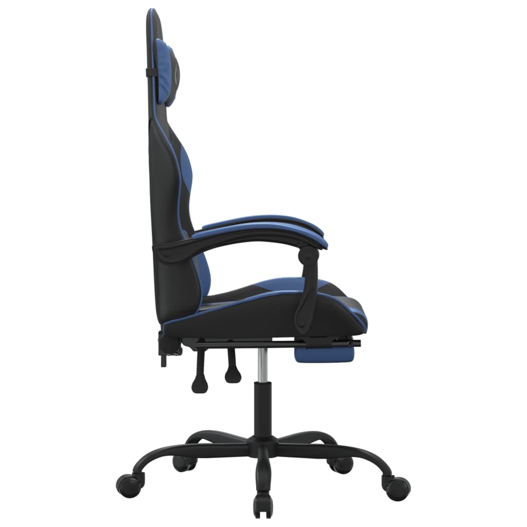 Gamestoel Met Voetensteun Kunstleer Zwart En Blauw