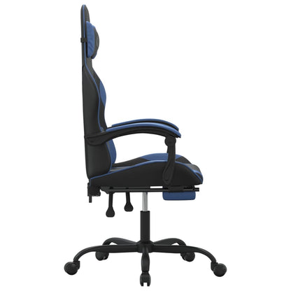 Gamestoel Met Voetensteun Kunstleer Zwart En Blauw