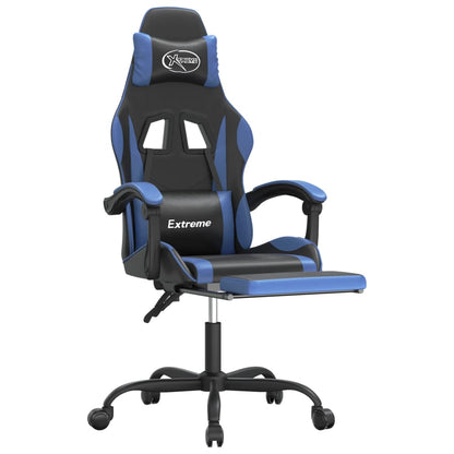Gamestoel Met Voetensteun Kunstleer Zwart En Blauw