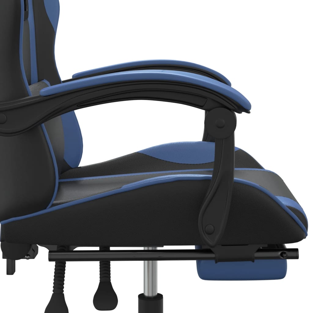 Gamestoel Met Voetensteun Kunstleer Zwart En Blauw