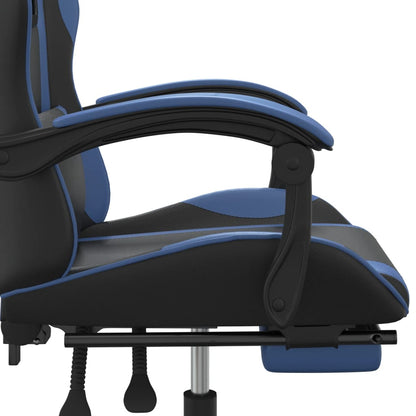 Gamestoel Met Voetensteun Kunstleer Zwart En Blauw