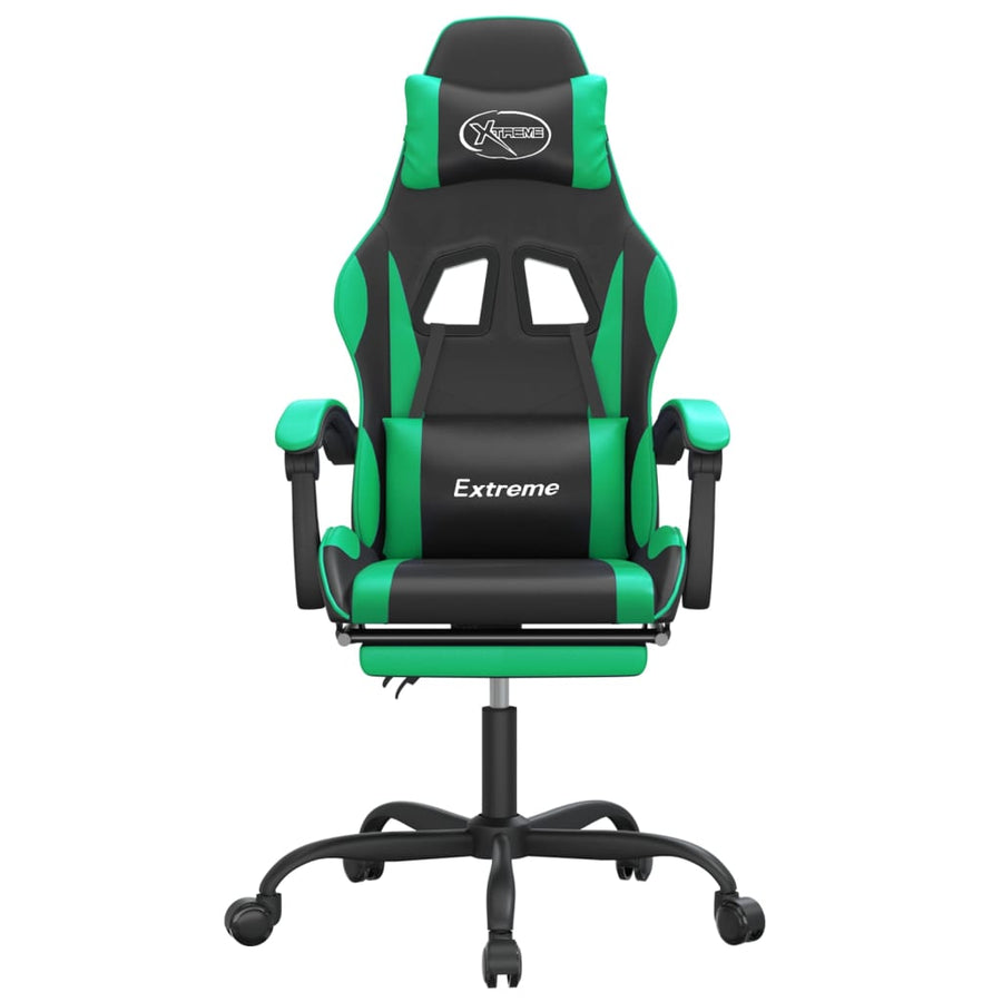 Gamestoel Met Voetensteun Kunstleer Zwart En Groen