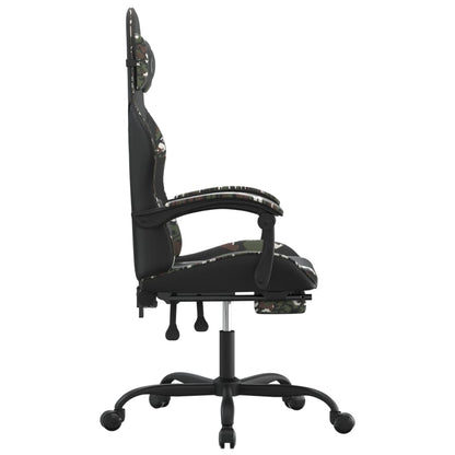 Gamestoel met voetensteun kunstleer zwart en camouflage Zwart en camouflage Met voetensteun