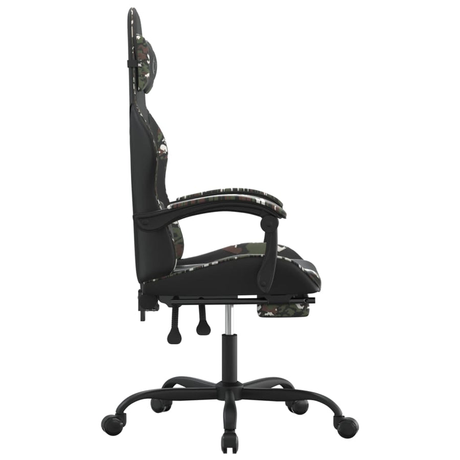 Gamestoel met voetensteun kunstleer zwart en camouflage Zwart en camouflage Met voetensteun