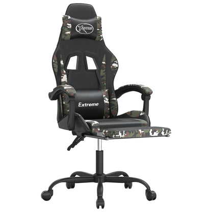 Gamestoel met voetensteun kunstleer zwart en camouflage Zwart en camouflage Met voetensteun