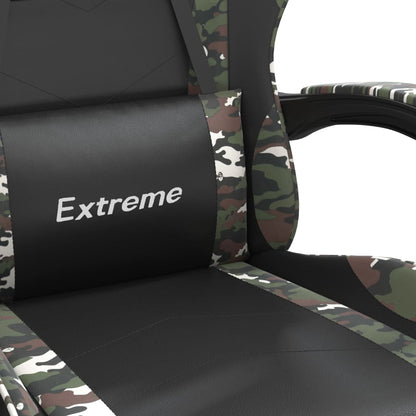 Gamestoel met voetensteun kunstleer zwart en camouflage Zwart en camouflage Met voetensteun