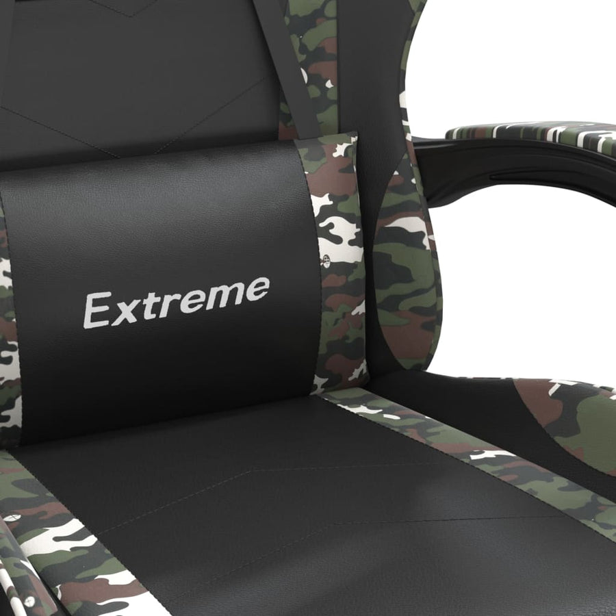 Gamestoel met voetensteun kunstleer zwart en camouflage Zwart en camouflage Met voetensteun