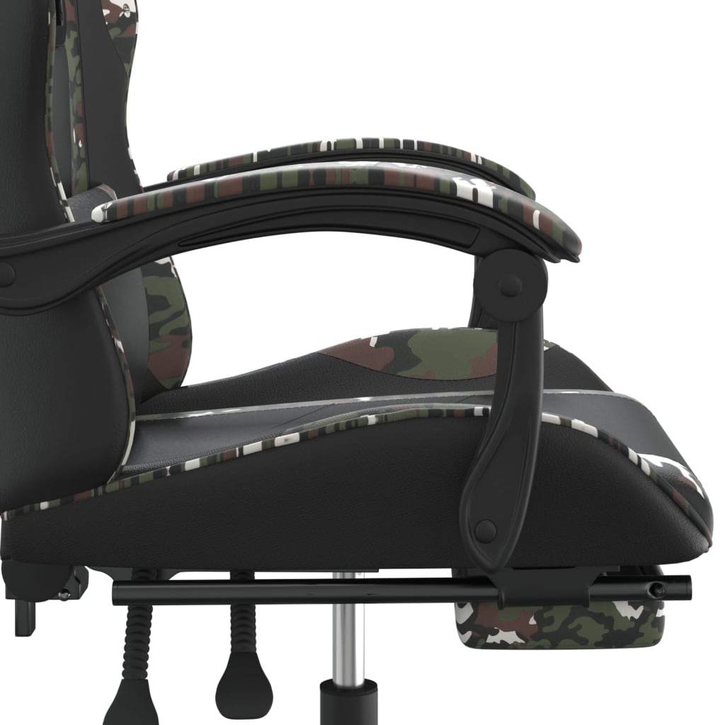 Gamestoel met voetensteun kunstleer zwart en camouflage Zwart en camouflage Met voetensteun