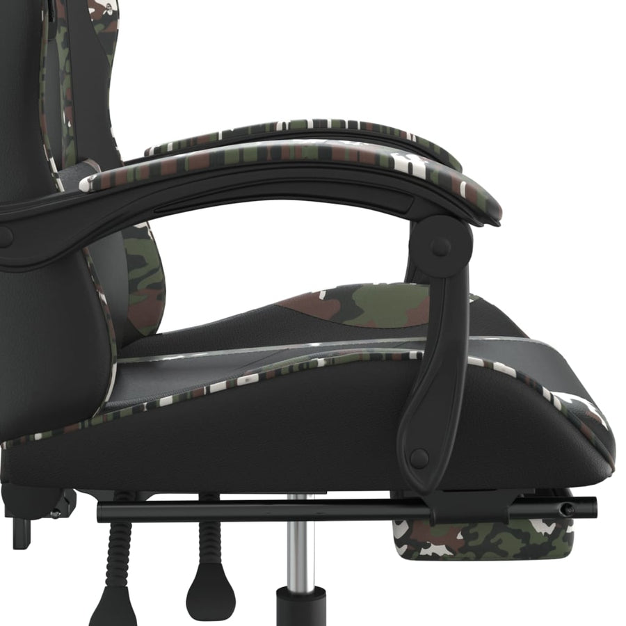 Gamestoel met voetensteun kunstleer zwart en camouflage Zwart en camouflage Met voetensteun
