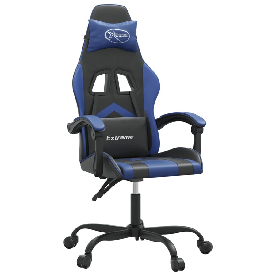 Gamestoel Kunstleer Zwart En Blauw Zonder voetensteun