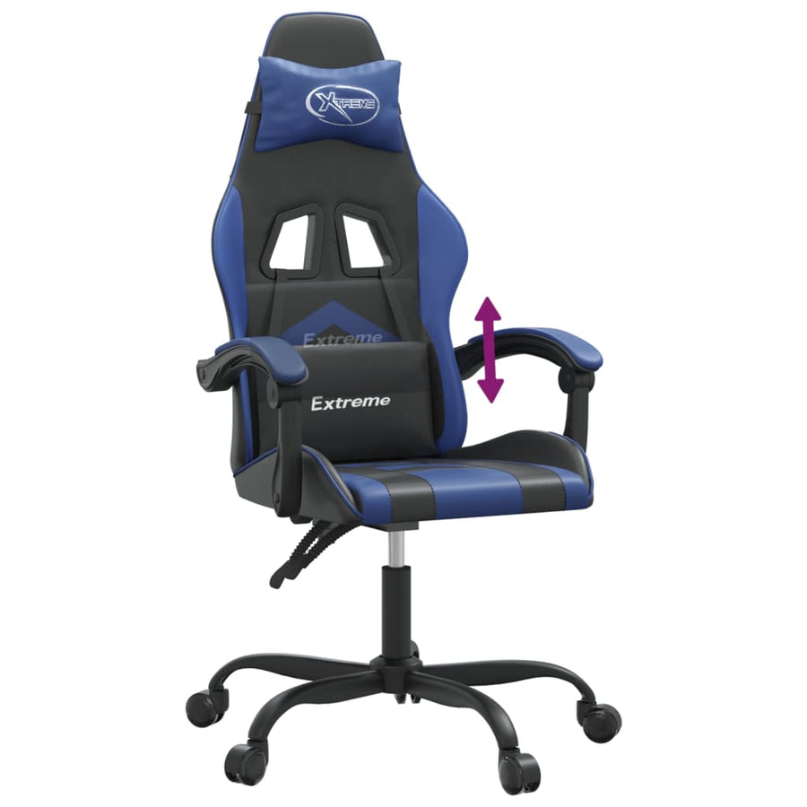 Gamestoel Kunstleer Zwart En Blauw Zonder voetensteun