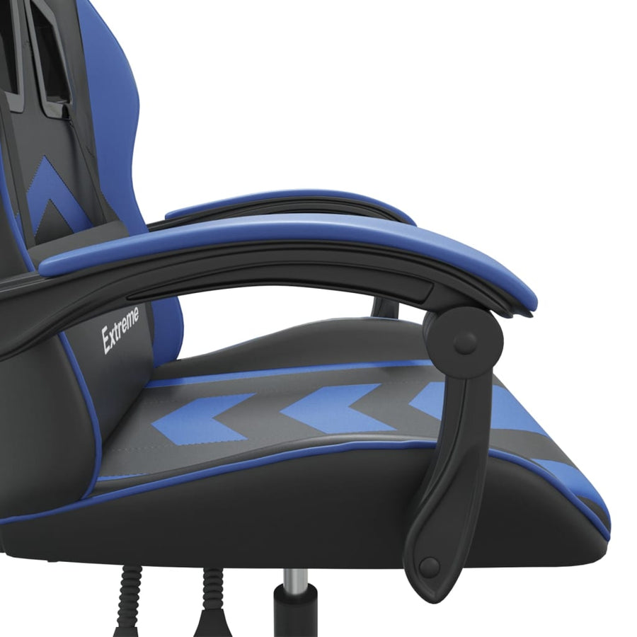 Gamestoel Kunstleer Zwart En Blauw Zonder voetensteun