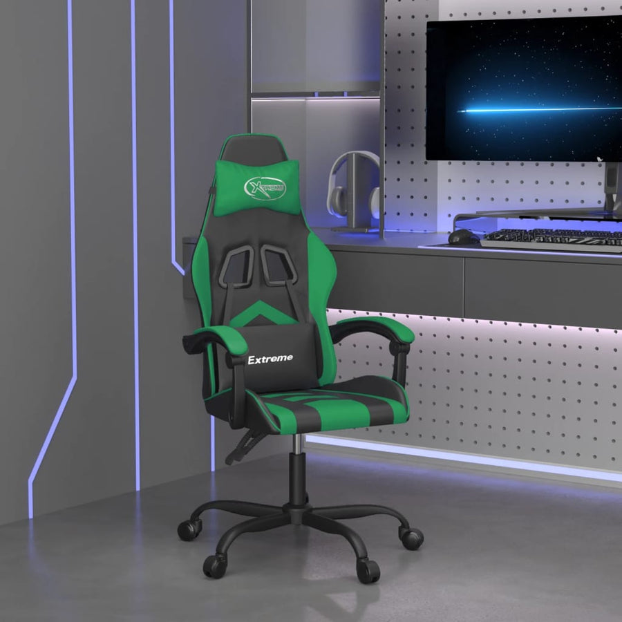Gamestoel Kunstleer Zwart En Groen 1 Zonder voetensteun