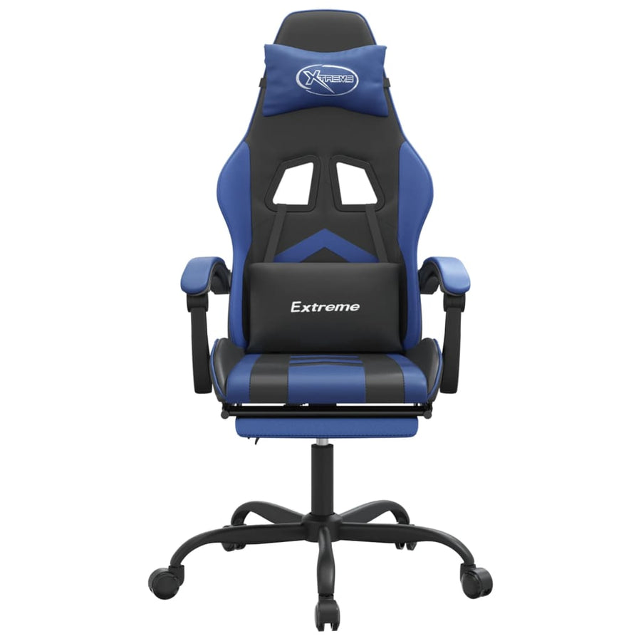Gamestoel Met Voetensteun Kunstleer Zwart En Blauw 1