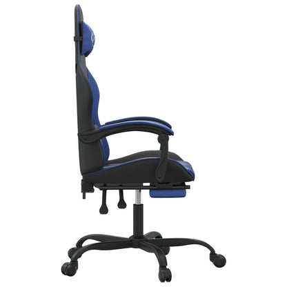 Gamestoel Met Voetensteun Kunstleer Zwart En Blauw 1