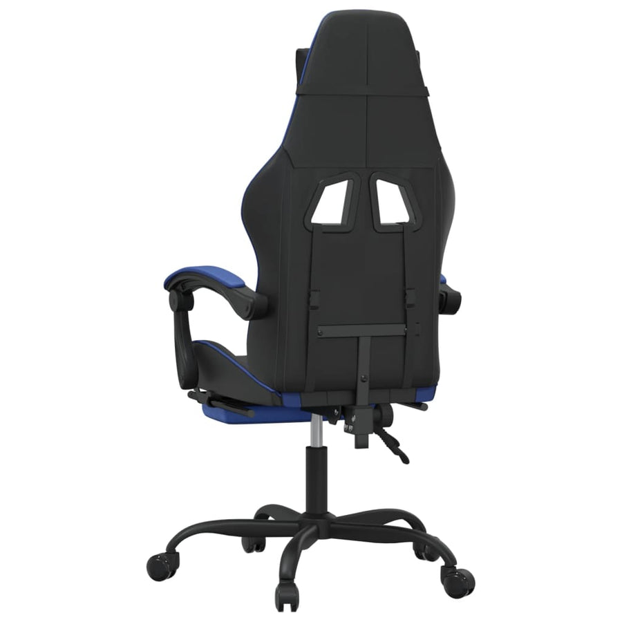 Gamestoel Met Voetensteun Kunstleer Zwart En Blauw 1