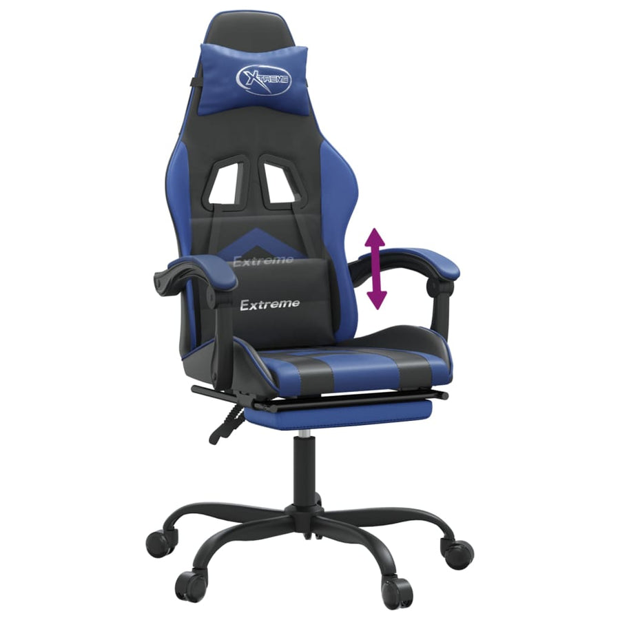 Gamestoel Met Voetensteun Kunstleer Zwart En Blauw 1