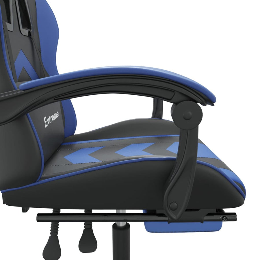 Gamestoel Met Voetensteun Kunstleer Zwart En Blauw 1