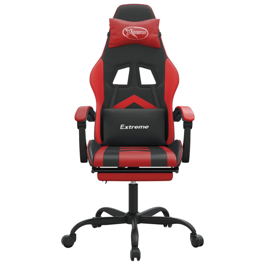 Gamestoel Met Voetensteun Kunstleer Zwart En Rood