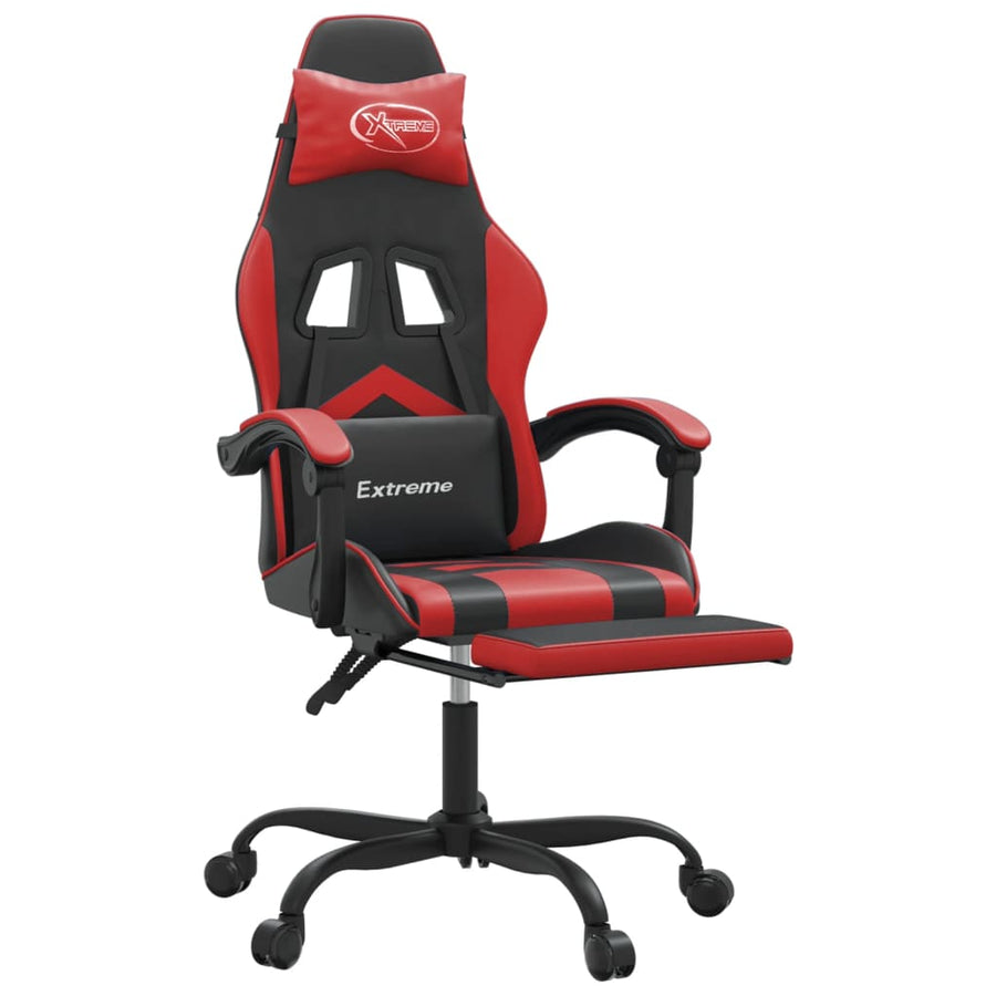 Gamestoel Met Voetensteun Kunstleer Zwart En Rood