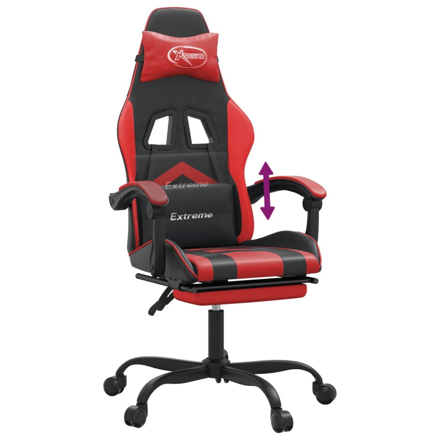 Gamestoel Met Voetensteun Kunstleer Zwart En Rood