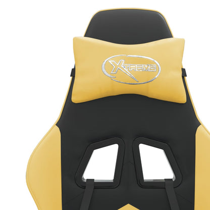 Gamestoel Met Voetensteun Kunstleer Zwart En Goudkleurig